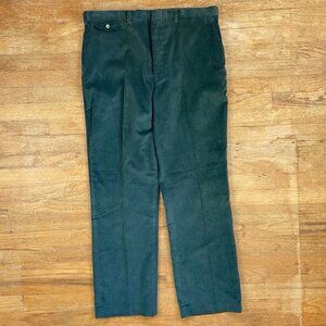 Vintage Mens Corduroy Pants Size 36x32 1960s Hunter Green Waled Cotton Trousers